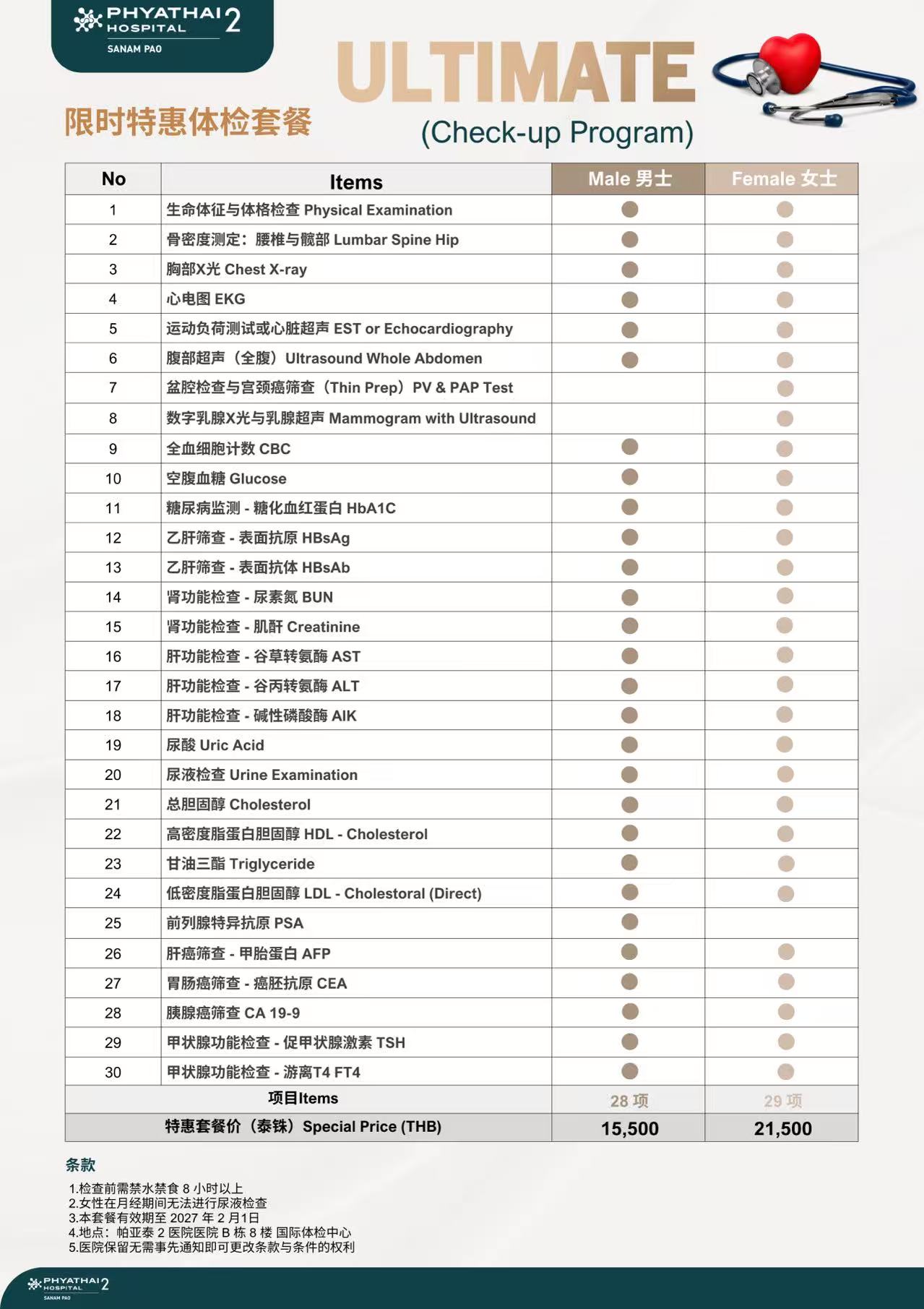 限时特惠体检套餐